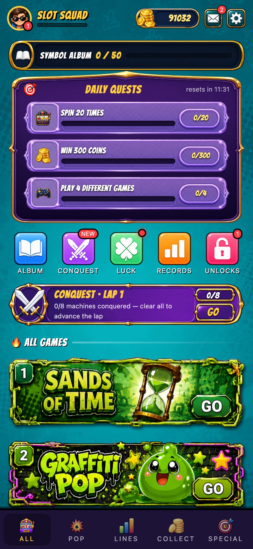 Spin Storm Slots lobby